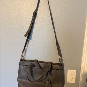 a new day Gray Pebbled Leather Shoulder Bag with Adjustable Strap